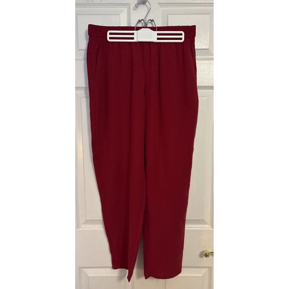 Eileen Fisher Red Silk High Waist Straight Pants Quiet Luxury Lagenlook,  Sz Med